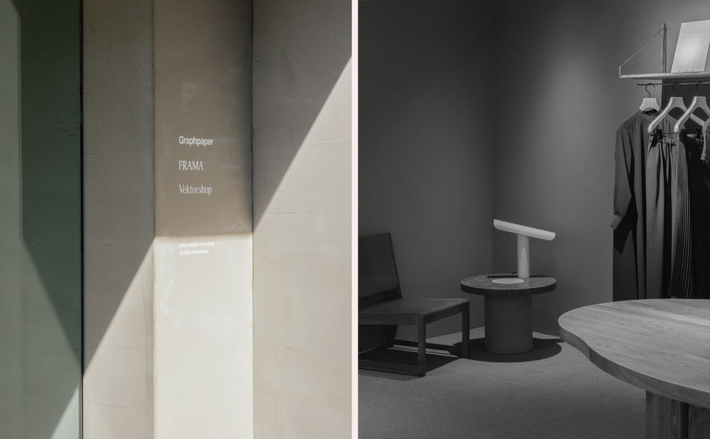 コペンハーゲンのデザインスタジオ Frama(フラマ)の家具が展示されています。オーダーで購入していただくことが可能です。